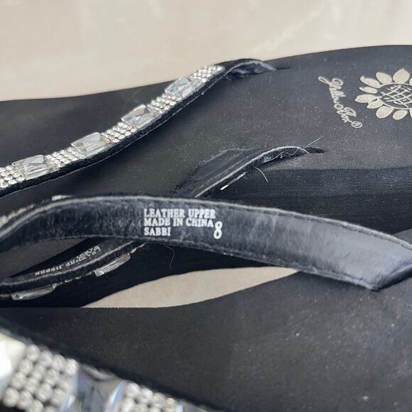 Yellow Box Sabbi Crystal Rhinestone Flip Flops Wedge Sandals Womens 8M - Picture 10 of 12